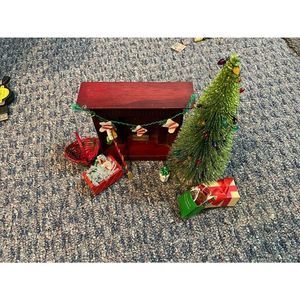Vintage Miniature Christmas Decor (Tree, Fireplace, Presents